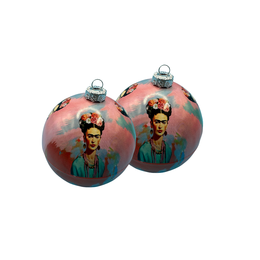Pinke Frida Kahlo Weihnachtskugeln