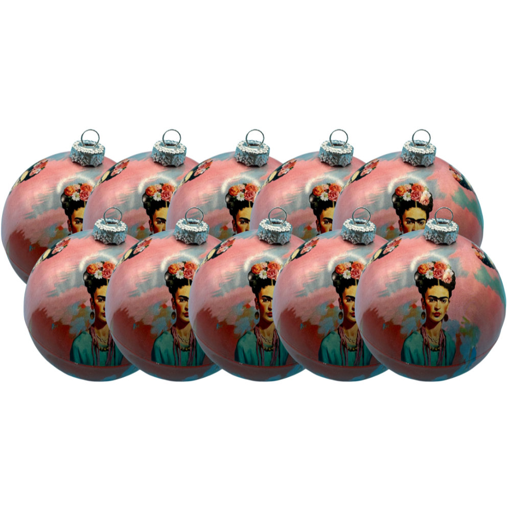 Pinke Frida Kahlo Weihnachtskugeln