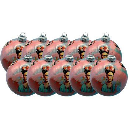 Pinke Frida Kahlo Weihnachtskugeln