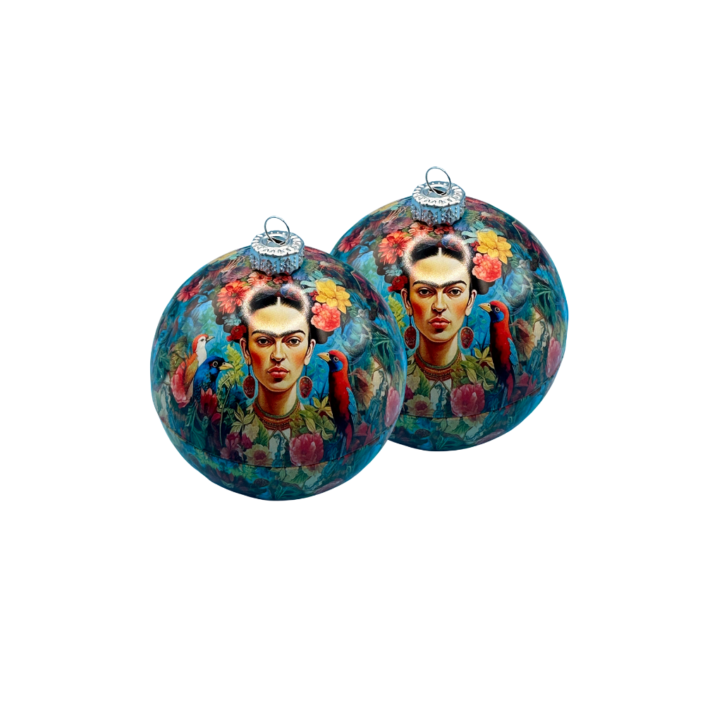Blaue Frida Kahlo Weihnachtskugeln