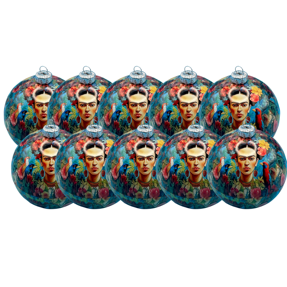 Blaue Frida Kahlo Weihnachtskugeln