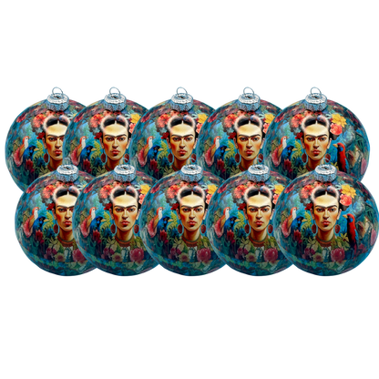 Blaue Frida Kahlo Weihnachtskugeln