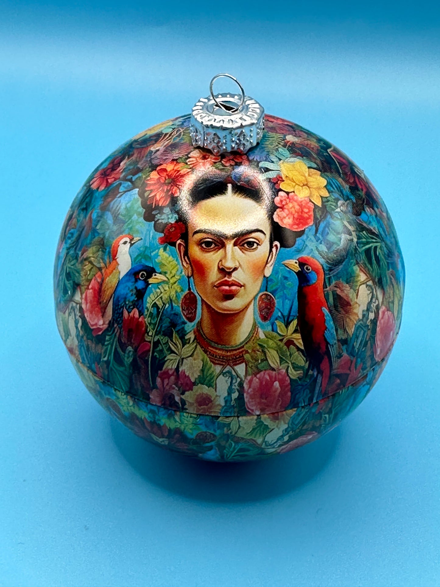 Blaue Frida Kahlo Weihnachtskugeln